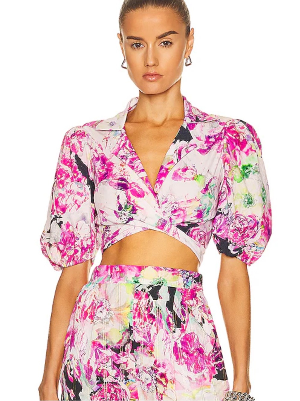 Rococo Sand vibrant floral print crop top Size Medium